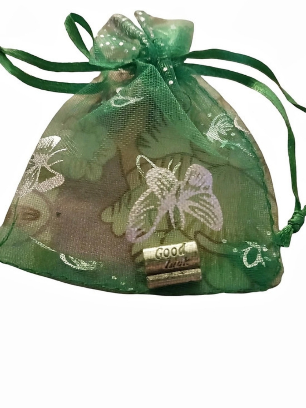 Good Luck Compatible With Pandora Bracelets Green Floral Drawstring Pouch